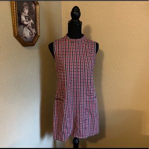 Plaid Mock Neck Mod Dress
